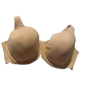 Catherine's Plunge Bra 50D Beige Compressed Foam Cups Underwire Wide Cushioned S